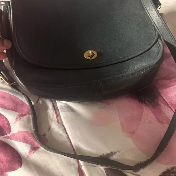 Coach Black Leather Shoulder Bag with Gold Accents - Picture 13 of 13